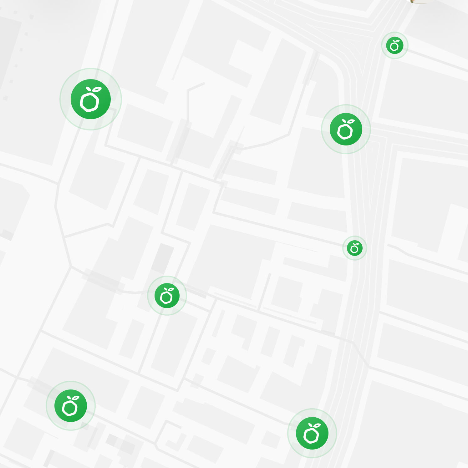 A screenshot of a map of nearby rekos or pickup locations.